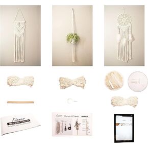 KIMMER 3 in 1 DIY Macrame Kit for Beginners| Wall Hanger | Plant Hanger | Dream Catcher |l Wall Décor |Crafts Adults |Wall Art Home Décor | Woven Boho Home | Macrame Wall Hanging Art | Macrame Hanging in Saudi Arabia