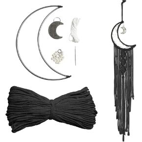 JeogYong Macrame Kit, DIY Moon Dream Catcher Macrame Kits for Kids & Adults Beginners, includes Metal Hoop Rings Macrame Cord or More Craft Supplies and Materials for Bohemian Wall Decor Dreamcatcher