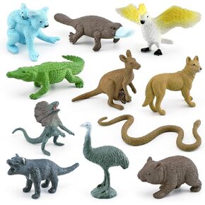 لعبة تماثيل حيوانات الحياة البرية الأسترالية الصغيرة من Newmemo 11 قطعة من حيوانات الغابات البرية وسفاري الغابة وحيوانات الغابة لتزيين الجزء العلوي من الكعك مع مجموعة لعب حيوانات الكنغر والكوالا كوكاتو في أمريكا الشمالية للأطفال in Kuwait