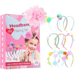 مجموعة صنع عصابة الرأس VOD VISUAL، اصنعي عصابات الرأس الأنيقة الخاصة بك للفتيات، مجموعة تزيين الشعر DIY الفنون والحرف اليدوية للأطفال من سن 5 إلى 12 عامًا in Kuwait