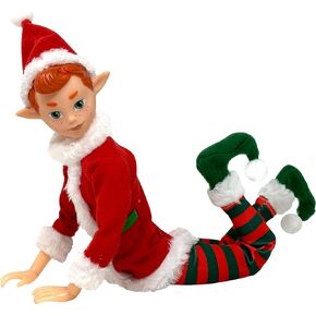The Original Elf Christmas Dolls, 12" Christmas Elf Doll, Toy Elf for Kids or Décor, Mini Toy Elf Dolls for Christmas, Christmas Elf Decorations, Poseable Little Elf Shelf Sitters with Dangling Legs