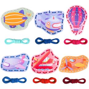 Zeoddler Wooden Animals Lacing Card for Kids 3-5, Sewing Cards for Toddlers, Art and Craft for Kids, Fine Motor Skill Toys, 6 Wooden Panels and 6 Matching Laces, Gift for Boys, Girls in Kuwait