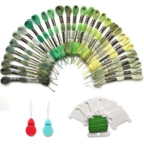 Embroidery Floss 30 Skeins Cross Stitch Threads Friendship Bracelets Floss with 10 Pcs Floss Bobbins and 2 Pcs Needle Threader (Blue) in Kuwait