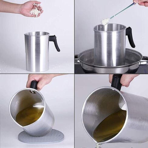 وعاء إذابة الشموع، مجموعات صناعة الشموع صناعة يدوية الصنع بوزن 1.8 كجم، إبريق تشكيل من الألومنيوم لصنع الشمع، وعاء إذابة الشمع مع مقبض مقاوم للحرارة وفوهة الصب in Kuwait