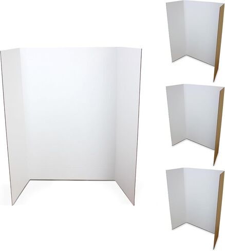 Flipside Products 36"x48" White Project Presentation Boards – 4 Pack White Boards, for Science Fair, School Projects, Event Displays – Made in USA in Saudi Arabia