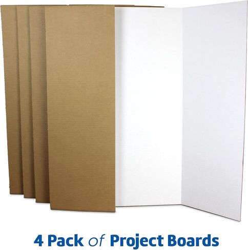 Flipside Products 36"x48" White Project Presentation Boards – 4 Pack White Boards, for Science Fair, School Projects, Event Displays – Made in USA in Saudi Arabia