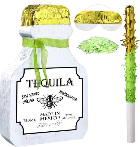 Panelee Adult Pinata with Stick Tassel Blindfold Confetti Beer Mug Pinatas Champagne Whisky Tequila Bottle Pinata Set for Adult Women Men Bachelor Birthday Wedding Anniversary Party (Whisky) in Kuwait