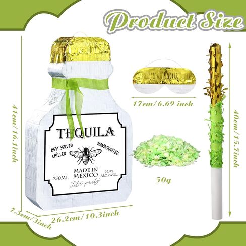 Panelee Adult Pinata with Stick Tassel Blindfold Confetti Beer Mug Pinatas Champagne Whisky Tequila Bottle Pinata Set for Adult Women Men Bachelor Birthday Wedding Anniversary Party (Whisky) in Kuwait
