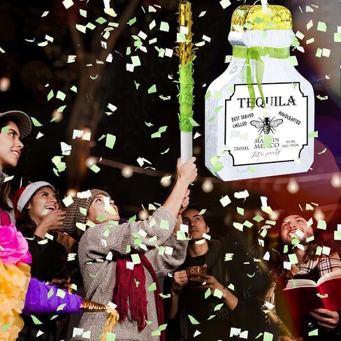 Panelee Adult Pinata with Stick Tassel Blindfold Confetti Beer Mug Pinatas Champagne Whisky Tequila Bottle Pinata Set for Adult Women Men Bachelor Birthday Wedding Anniversary Party (Whisky) in Kuwait