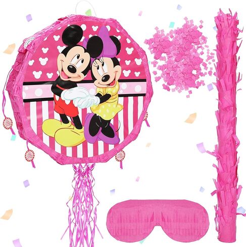 Cartoon Mouse Pinata with Blindfold, Bat and Filler, Mouse Pinata Set perfect for Birthday Party Baby Shower Decoration Fiesta Anniversary Celebration in Kuwait