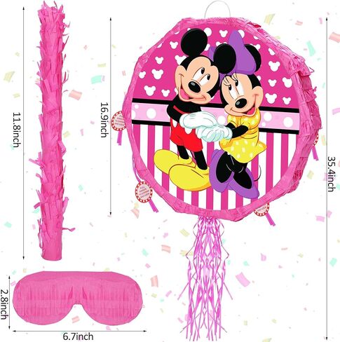 Cartoon Mouse Pinata with Blindfold, Bat and Filler, Mouse Pinata Set perfect for Birthday Party Baby Shower Decoration Fiesta Anniversary Celebration in Kuwait