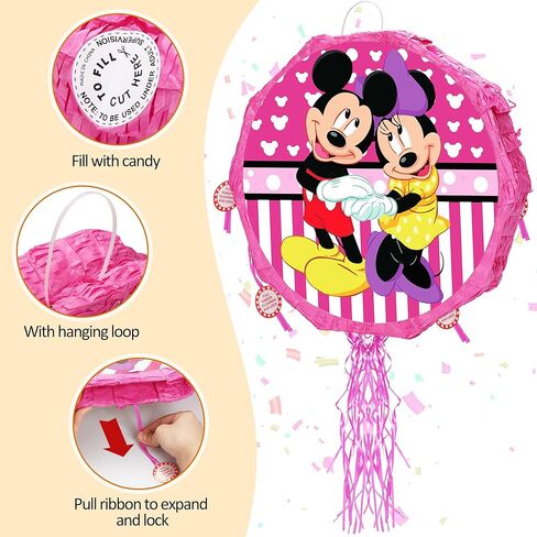 Cartoon Mouse Pinata with Blindfold, Bat and Filler, Mouse Pinata Set perfect for Birthday Party Baby Shower Decoration Fiesta Anniversary Celebration in Kuwait