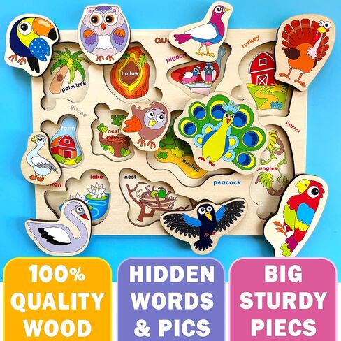 Wooden Puzzles for Toddlers 1-3 - 6 Alphabet Toddler Puzzles 3-5 Years Old with Rack by QUOKKA - Gift ABC Educational Toys for Boys and Girls - Wood Games for Children's Learning 2-4 in Kuwait