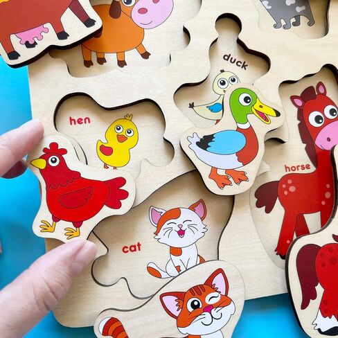 Wooden Puzzles for Toddlers 1-3 - 6 Alphabet Toddler Puzzles 3-5 Years Old with Rack by QUOKKA - Gift ABC Educational Toys for Boys and Girls - Wood Games for Children's Learning 2-4 in Kuwait