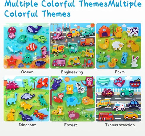 MUSCELL Wooden Puzzles for Toddlers Ages 3+, 10PCS Dinosaur Tear & Tear Wooden full Color Puzzles, Toddler Puzzles Learning Educational Preschool Toys Gifts for Boys Girls in Kuwait