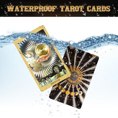 CASSAIO 78 بطاقة التارو مع كتاب دليل، مجموعة بطاقات التارو، سطح التارو الذهبي مع حامل بطاقة التارو، حقيبة التارو، قماش التارو، أحجار شقرا، سطح التارو مقاوم للماء للمبتدئين واللاعبين الخبراء مع صندوق in Kuwait