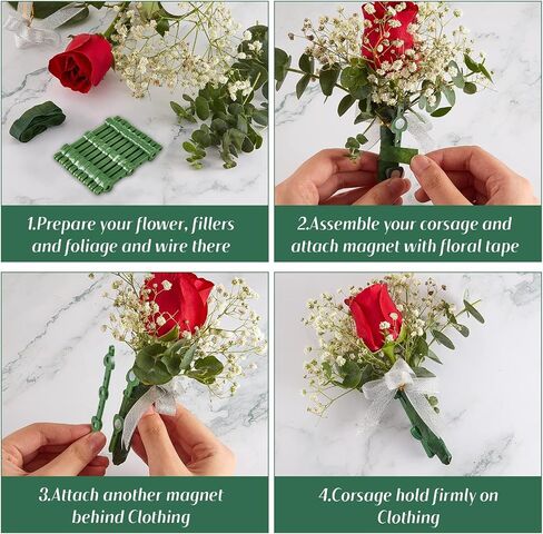 Floral Boutonniere Magnets Small Corsage Fix Magnets Boutonniere Magnets Corsage Pins Magnet Brooches Flower Magnet Stick for Handmade Wedding Bride Groom Boutonnieres Flower Accessories (20 Pairs) in Kuwait