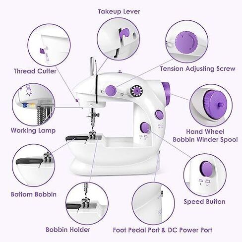 Sewing Machine Mini Portable Electric Dual Speed Sewing Device Hand Held Electric Sewing Machine with14 PCS Sewing Kit for Beginner DIY Household, Travel(Light, Safety) in Kuwait