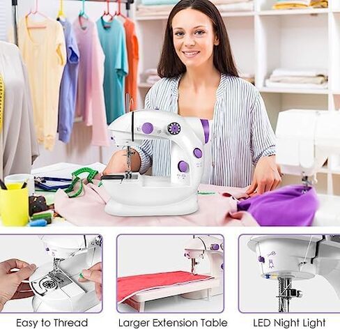 Sewing Machine Mini Portable Electric Dual Speed Sewing Device Hand Held Electric Sewing Machine with14 PCS Sewing Kit for Beginner DIY Household, Travel(Light, Safety) in Kuwait
