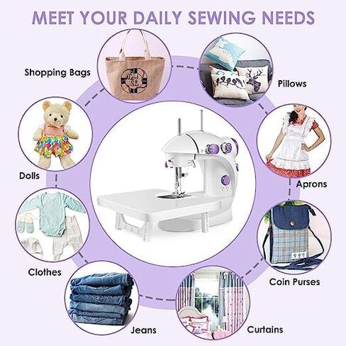 Sewing Machine Mini Portable Electric Dual Speed Sewing Device Hand Held Electric Sewing Machine with14 PCS Sewing Kit for Beginner DIY Household, Travel(Light, Safety) in Kuwait