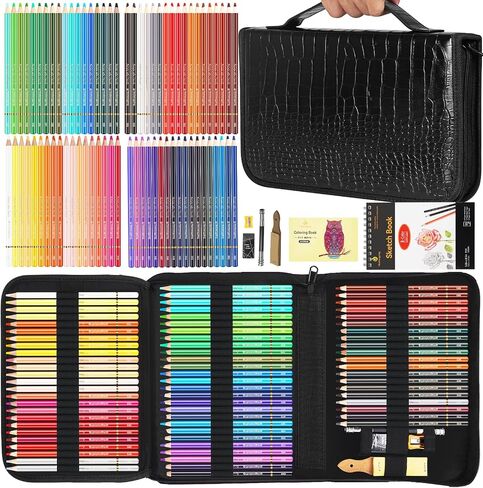 Heshengping 72 Color Artist Colored Pencils Set for Adult Coloring Books, Soft Core, Professional Numbered Art Supplies Drawing kit for Coloring Sketching Blending Crafting, Gift for Beginners Teens in Kuwait