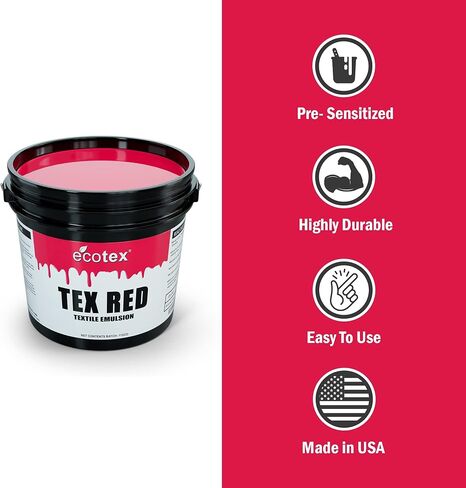Ecotex® Tex-Red Screen Printing Emulsion (Pint - 16oz.) Pre-Sensitized Photo Emulsion for Silk Screens and Fabric - for Screen Printing Plastisol Inks, Pure Photopolymer Screen Printing Supplies in Saudi Arabia