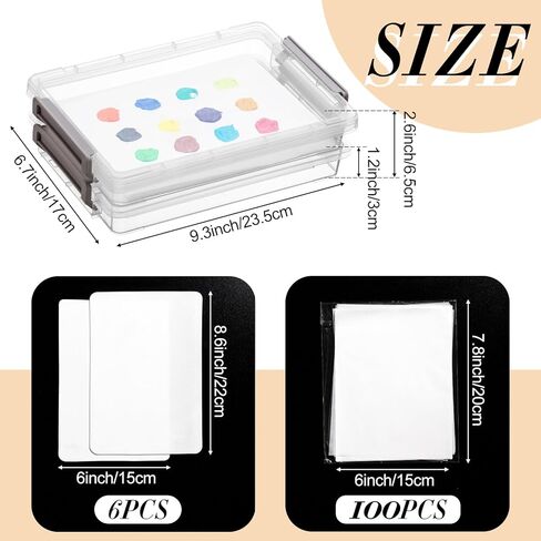 جيتيك باليت مبللة للمصغرات مع ورق باليت واسفنجات مبللة مكونة من طبقتين مع غطاء تبقى رطبة للطلاء، تحافظ على الدهانات رطبة ومنعشة، 107 قطعة in Kuwait