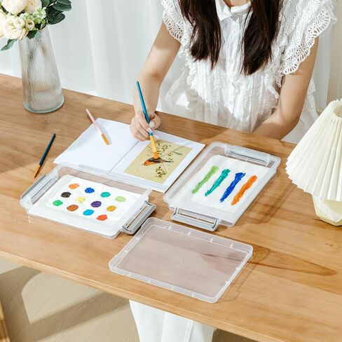 جيتيك باليت مبللة للمصغرات مع ورق باليت واسفنجات مبللة مكونة من طبقتين مع غطاء تبقى رطبة للطلاء، تحافظ على الدهانات رطبة ومنعشة، 107 قطعة in Kuwait