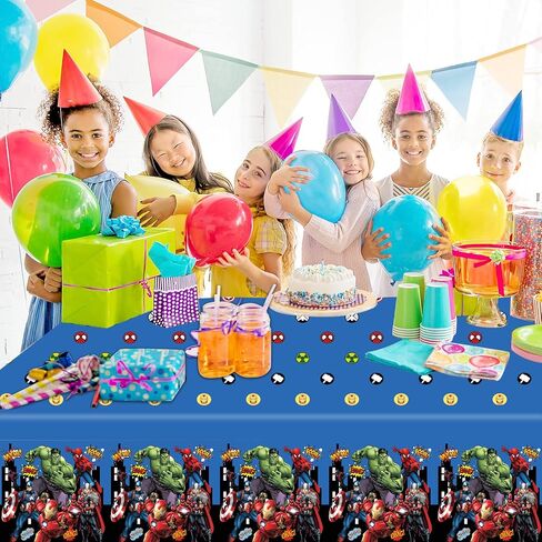 كيو اي سي اي 3 قطع من مفرش طاولة عيد الميلاد بتصميم بطل خارق، لوازم تزيين حفلات اعياد الميلاد للاستعمال مرة واحدة، غطاء طاولة بلاستيك للاولاد والبنات والاطفال - 54 انش × 108 انش in Kuwait