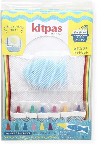 مجموعة تلوين باث تايم، تتضمن 6 اقلام تلوين لحوض الاستحمام وحافظة مقاومة للماء واسفنجة واحدة - ازرق in Kuwait