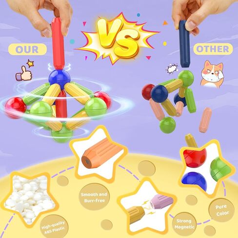 Magdiy كتل مغناطيسية للأطفال الصغار ألعاب حسية للأطفال بعمر 3 سنوات فما فوق، ألعاب بناء العصي المغناطيسية للأطفال الذين تتراوح أعمارهم بين 3-5 و4-8 سنوات، ألعاب التوحد التعليمية لمرحلة ما قبل المدرسة ومونتيسوري، هدايا عيد الميلاد in Kuwait