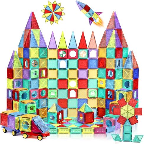 بلاط سيرليم المغناطيسي، مجموعة مكعبات بناء مغناطيسية 112 قطعة، ألعاب بناء جذعية للأطفال، هدايا للأولاد والبنات 3 4 5 6 7 8 + سنة in Kuwait