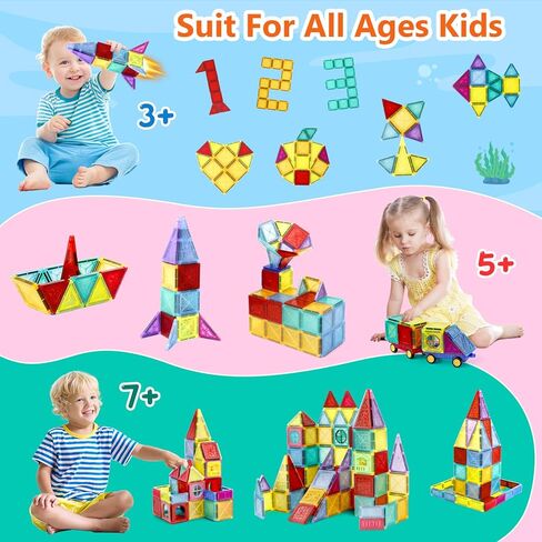 بلاط سيرليم المغناطيسي، مجموعة مكعبات بناء مغناطيسية 112 قطعة، ألعاب بناء جذعية للأطفال، هدايا للأولاد والبنات 3 4 5 6 7 8 + سنة in Kuwait