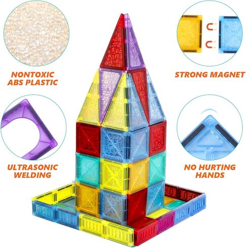 بلاط سيرليم المغناطيسي، مجموعة مكعبات بناء مغناطيسية 112 قطعة، ألعاب بناء جذعية للأطفال، هدايا للأولاد والبنات 3 4 5 6 7 8 + سنة in Kuwait