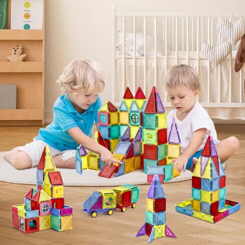 بلاط سيرليم المغناطيسي، مجموعة مكعبات بناء مغناطيسية 112 قطعة، ألعاب بناء جذعية للأطفال، هدايا للأولاد والبنات 3 4 5 6 7 8 + سنة in Kuwait