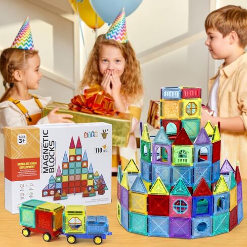 بلاط سيرليم المغناطيسي، مجموعة مكعبات بناء مغناطيسية 112 قطعة، ألعاب بناء جذعية للأطفال، هدايا للأولاد والبنات 3 4 5 6 7 8 + سنة in Kuwait