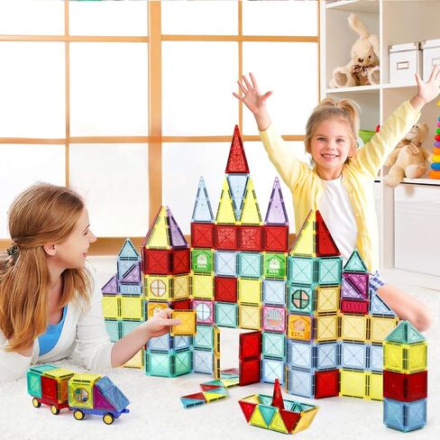 بلاط سيرليم المغناطيسي، مجموعة مكعبات بناء مغناطيسية 112 قطعة، ألعاب بناء جذعية للأطفال، هدايا للأولاد والبنات 3 4 5 6 7 8 + سنة in Kuwait