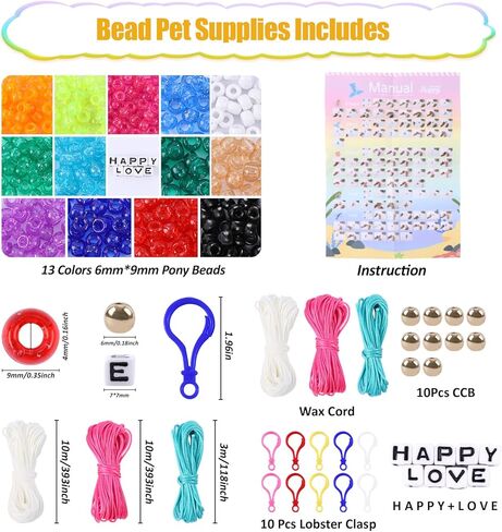Happy makers Bead Pets، مجموعات حرفية للمبتدئين، مجموعة صنع سلسلة مفاتيح DIY مع تعليمات، حلقة مفاتيح ومشبك مفاتيح، اصنع مجموعة سلسلة مفاتيح حقيبة الظهر الخاصة بك، فن الخرز والحرف اليدوية للأطفال الفتيات من سن 8 إلى 12 عامًا in Kuwait