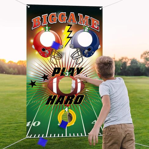 Football Toss Game with 3 Bean Bags, Indoor and Outdoor Football Party Game for Kids Adults Family Football Birthday Party Supplies and Football Decorations in Saudi Arabia