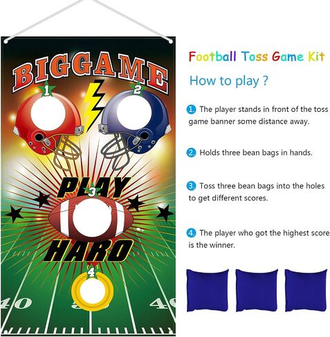 Football Toss Game with 3 Bean Bags, Indoor and Outdoor Football Party Game for Kids Adults Family Football Birthday Party Supplies and Football Decorations in Saudi Arabia