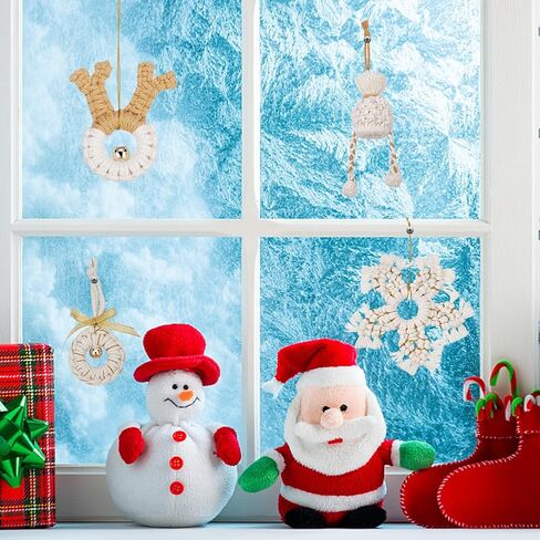 INFUNLY 5 مجموعة Macrame Snowflake Kit عيد الميلاد Macrame الحلي مع تعليمات الشتاء DIY Macrame Kit للمبتدئين البالغين، Mini Boho Macrame الجدار شنقا لعيد الميلاد المنزل عيد ميلاد حفل زفاف ديكور in Saudi Arabia