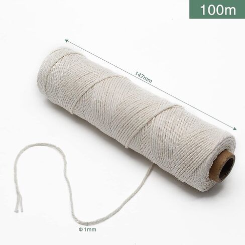 BokWin Macrame Cord 1mm X 109 Yard,100% Natural Cotton Macrame Rope, Soft 4 Strand Twisted Macrame Supplies Natural Yarn for Crafts Jewelry Making Home Decoration Gift Wrapping, Beige in Saudi Arabia
