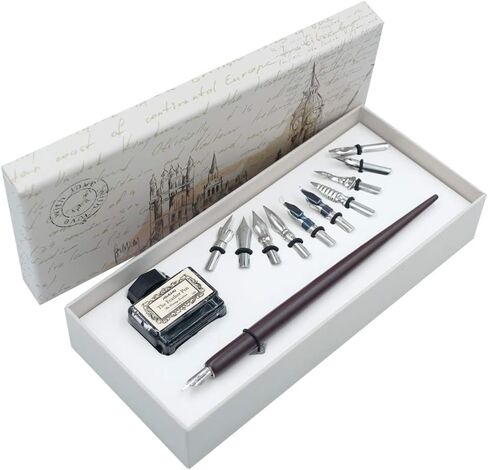 hhhouu Calligraphy Set for Beginners Quill Pen and Ink Set Fancy Pens with Black Ink and 11 Nibs for Lettering,Drawing, Journaling, Signing, Invitation HO-Q-301 in Saudi Arabia