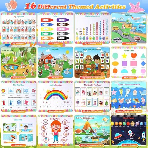 كتاب مونتيسوري المزدحم للأطفال الصغار 3-5، أنشطة التعلم في مرحلة ما قبل المدرسة، 32 موضوعًا كتابًا مشغولًا، مصنف أنشطة الموثق ألعاب تعليمية للأطفال الصغار، كتاب تلوين للتعلم والتتبع للأطفال من سن 3 سنوات فما فوق in Kuwait