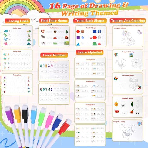 كتاب مونتيسوري المزدحم للأطفال الصغار 3-5، أنشطة التعلم في مرحلة ما قبل المدرسة، 32 موضوعًا كتابًا مشغولًا، مصنف أنشطة الموثق ألعاب تعليمية للأطفال الصغار، كتاب تلوين للتعلم والتتبع للأطفال من سن 3 سنوات فما فوق in Kuwait