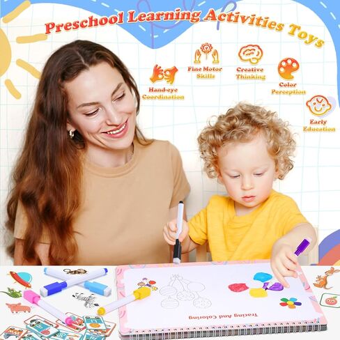 كتاب مونتيسوري المزدحم للأطفال الصغار 3-5، أنشطة التعلم في مرحلة ما قبل المدرسة، 32 موضوعًا كتابًا مشغولًا، مصنف أنشطة الموثق ألعاب تعليمية للأطفال الصغار، كتاب تلوين للتعلم والتتبع للأطفال من سن 3 سنوات فما فوق in Kuwait