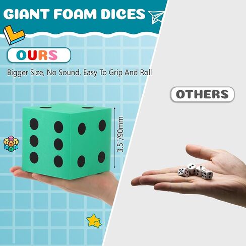 Shappy 4 Pcs 3.5 Inch Large Foam Dice Big Jumbo Dice Numbered, White in Kuwait