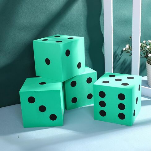 Shappy 4 Pcs 3.5 Inch Large Foam Dice Big Jumbo Dice Numbered, White in Kuwait