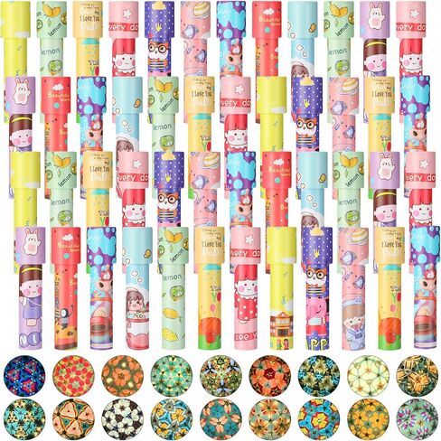 48 Pcs Kaleidoscopes, Vintage Classic Kaleidoscope Toys Educational Party Favors for Stock Stuffers Bag Fillers for Boys and Girls Birthday and School Carnival Prizes, Random Patterns (Cute Style) in Kuwait