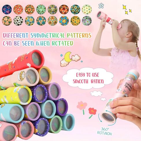 48 Pcs Kaleidoscopes, Vintage Classic Kaleidoscope Toys Educational Party Favors for Stock Stuffers Bag Fillers for Boys and Girls Birthday and School Carnival Prizes, Random Patterns (Cute Style) in Kuwait